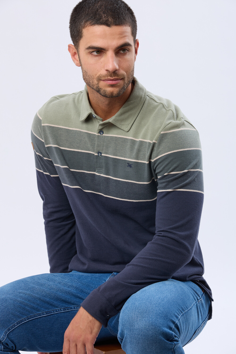 REMERA POLO PIQUE RAYADA Verde