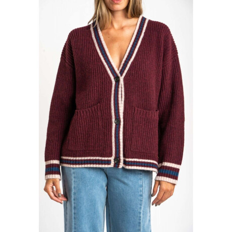 Cardigan Lana Multi Rojo