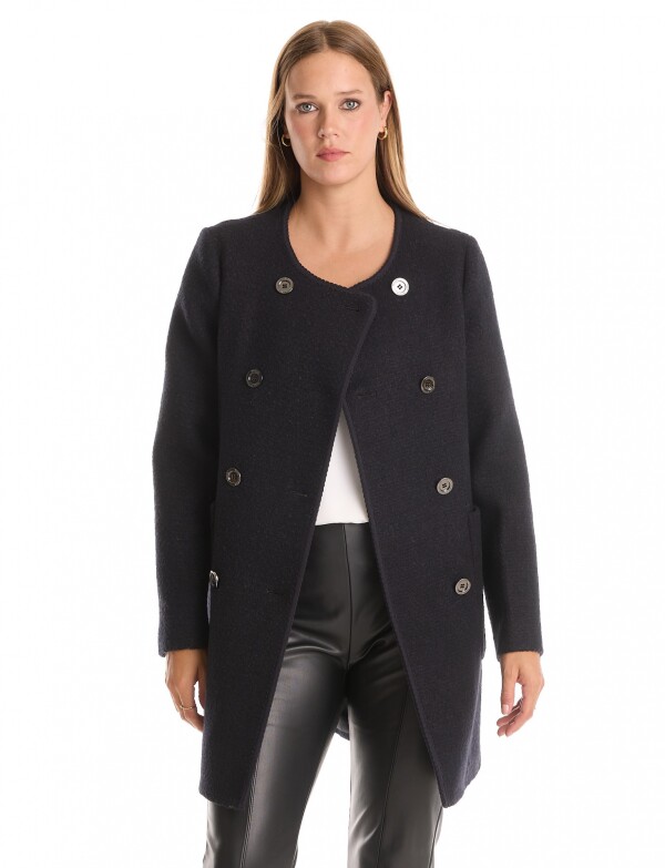 Tapado Lana Con Doble Abotonadura NEGRO