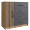 Cómoda Cajonera 4 Cajones 1 Puerta Mdp Premium Nogal / Grafito Cómoda Cajonera 4 Cajones 1 Puerta Mdp Premium Nogal / Grafito