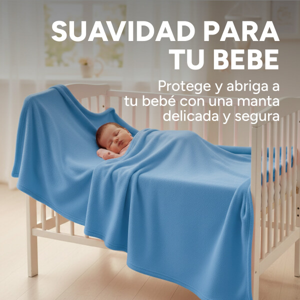 Manta Polar 1 Plaza 180x130Cm Polyester Suave Compacta Color Azul