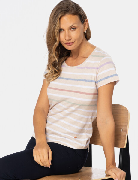 REMERA RAYADA Beige