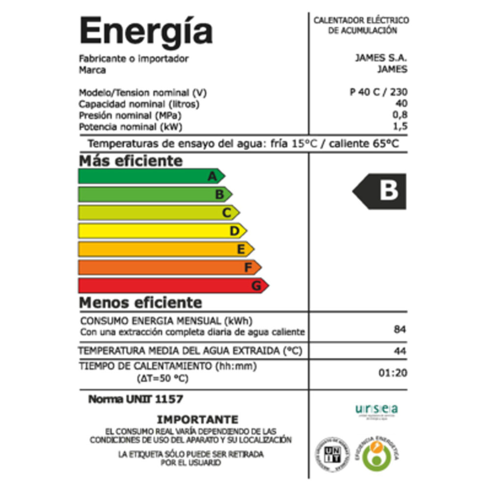 TERMOTANQUE JAMES ACERO NATURAL-BEIGE CAT A ACERO CILIND. G2
