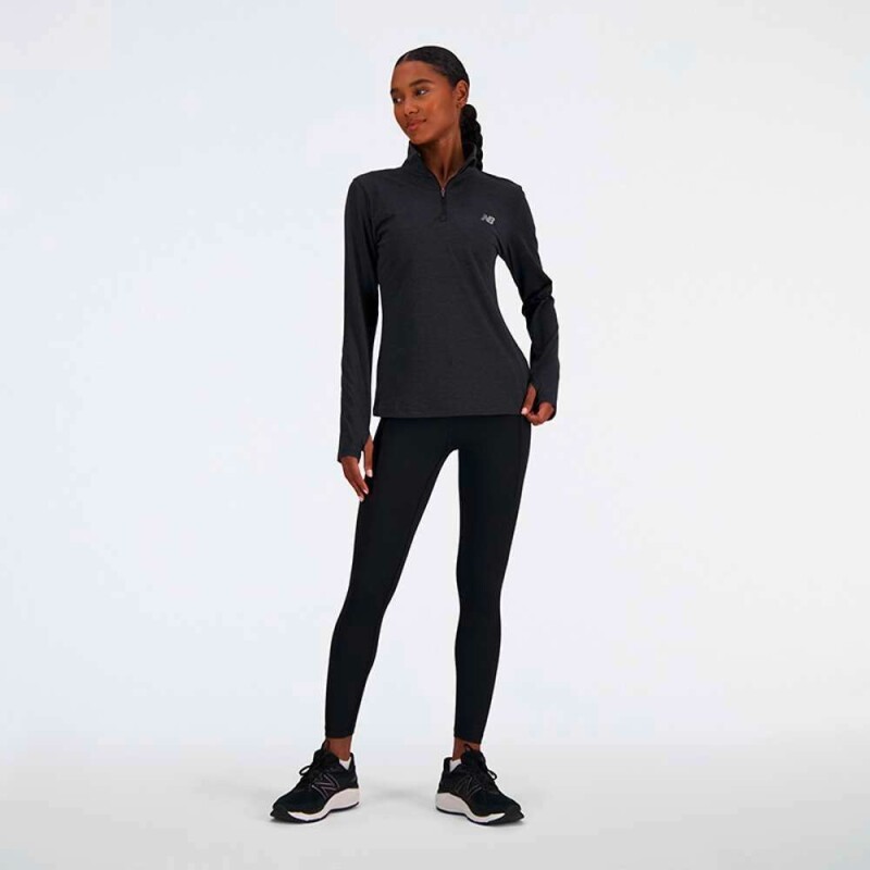 Abrigo Sport Essentials Space Dye Quarter Zip de Mujer Negro