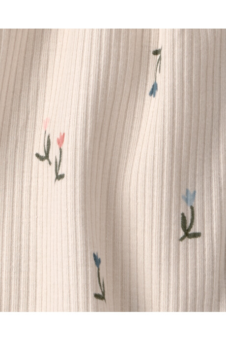 Monito bombachudo de algodón acanalado, beige, diseño floral Sin color