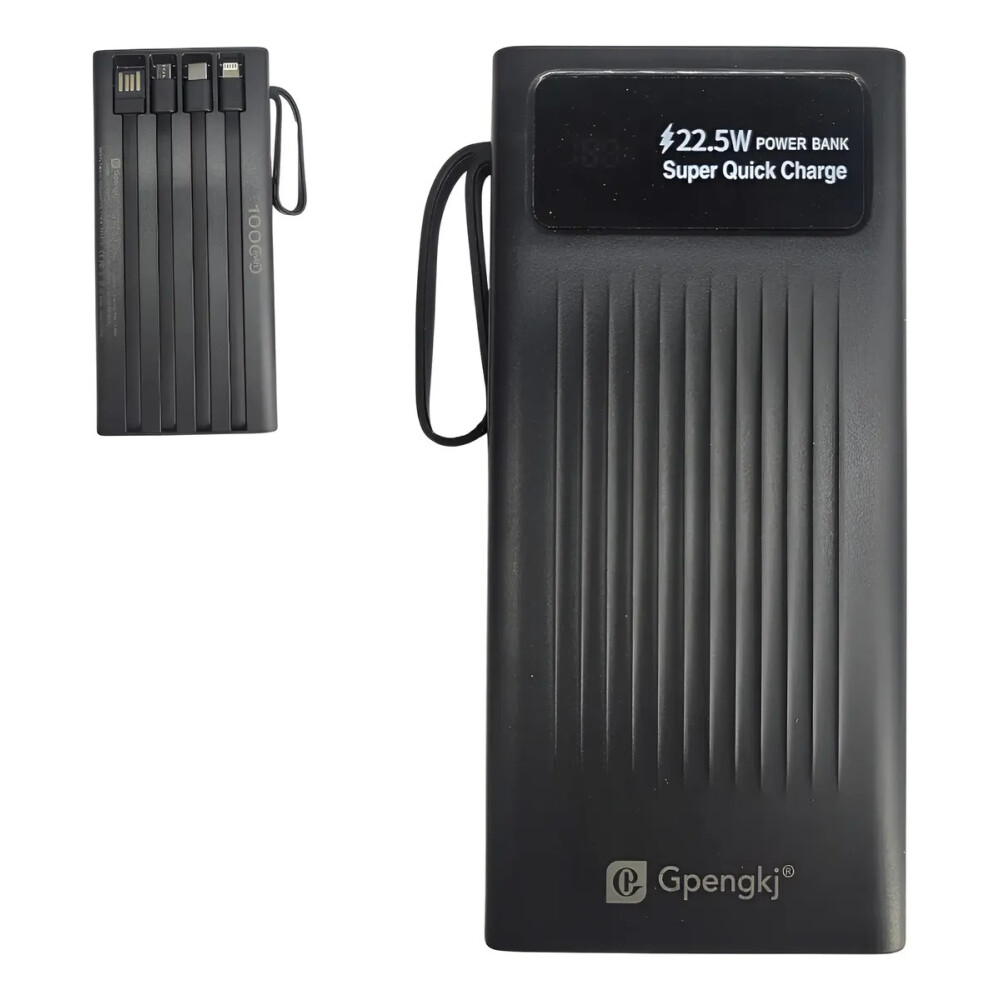 Power bank, banco de energia de 10.000 mAh de carga rápida Negro