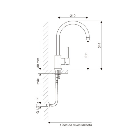 GRIFERIA DE MESADA COCINA MONOCOMANDO CROMO FV 000