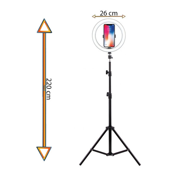 Anillo Aro Luz Led Tripode Soporte Flexible 2.2m 3 Niveles sin Control