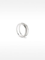 Anillo Efecto Triple Y Circonitas plateado