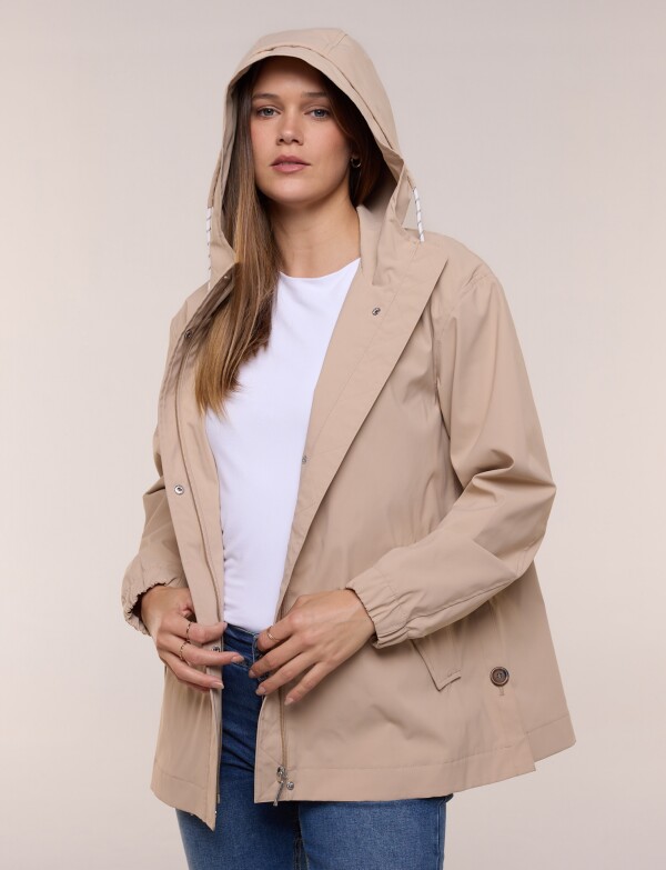 Gabardina Con Capucha Impermeable BEIGE