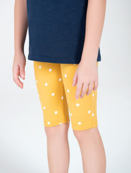 CALZA CICLISTA DE NIÑA ESTAMPADA AMARILLO