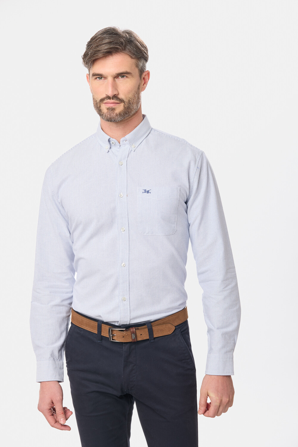 CAMISA OXFORD A RAYAS Azul