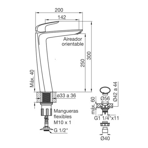 Grifería de lavatorio Monocomando alto de mesada Epuyen cromado Grifería De Lavatorio Monocomando Alto De Mesada Epuyen Cromado