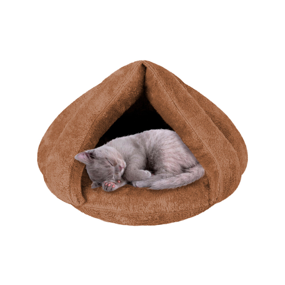 Cueva Cama Peluche Para Gatos Perros Mediano Color marrón