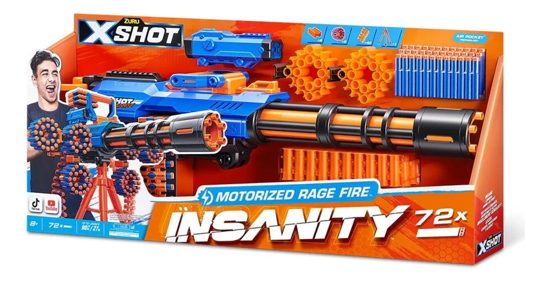 X-shot Insanity Motorized Rage Fire (72 Dardos) De Zuru Azul Y Naranja 