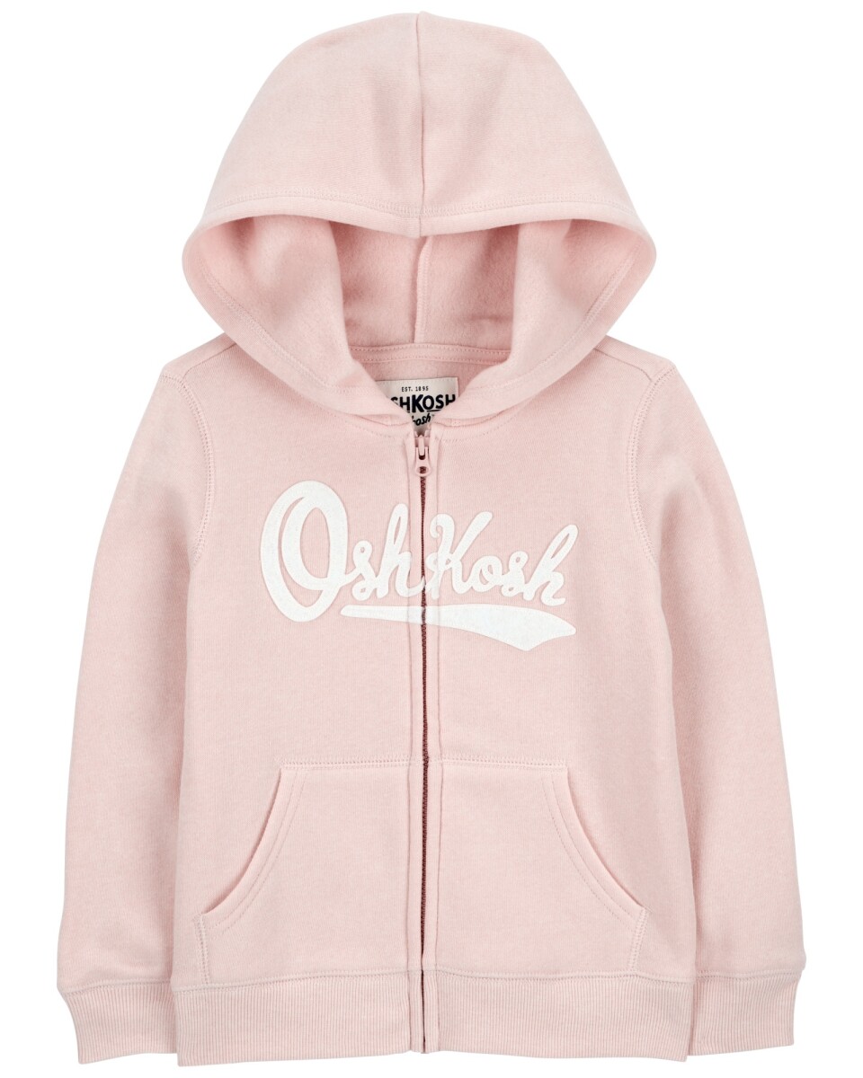Campera de algodón, con capucha y logo, rosada 
