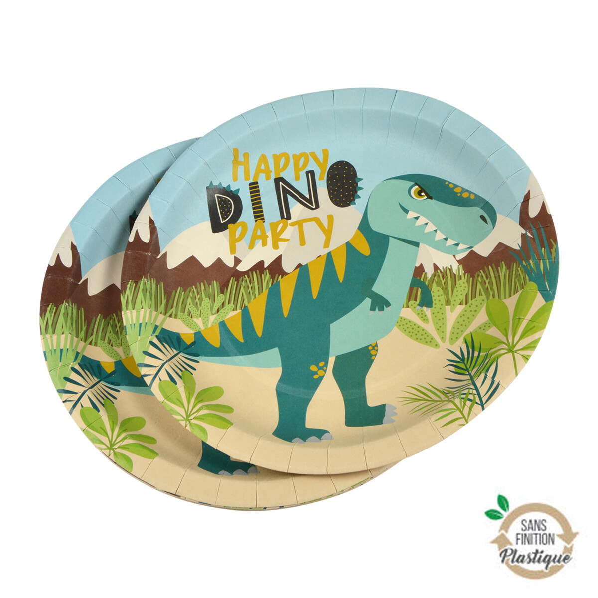 SET 6 PLATOS - PAPEL MULTICOLOR DINO PLATOS 23D 