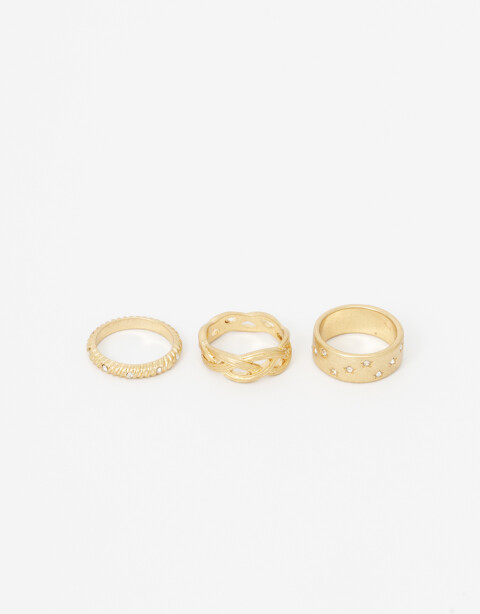 Sets Anillos Strass Set De Anillos Con Strass - Dorado Oro Amarillo