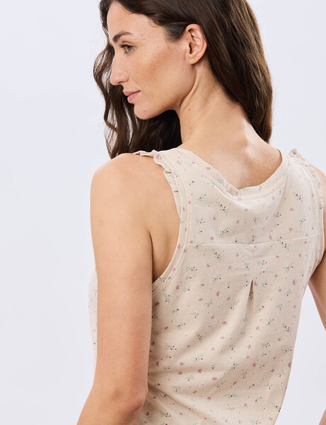 MUSCULOSA ALGODÓN CON VOLADOS Beige