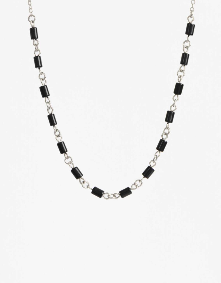 Collar Corto Metal Y Nácar - Plateado Rodio 