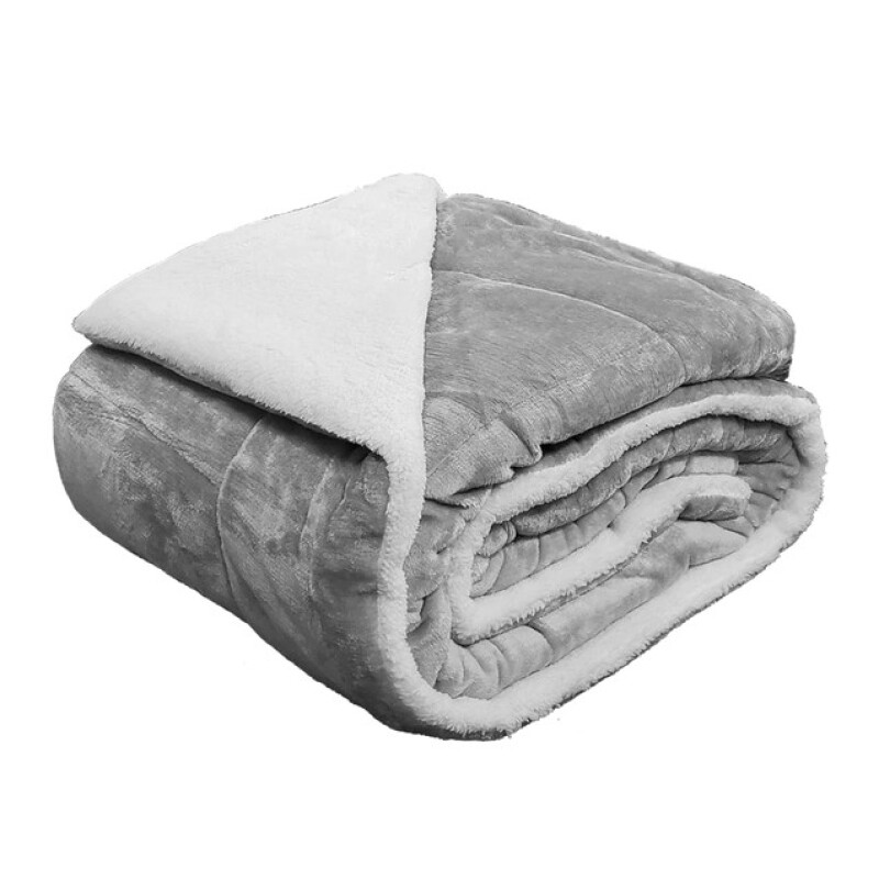 Acolchado RED FLEX de Corderito y Sherpa QUEEN 250x230 GRIS