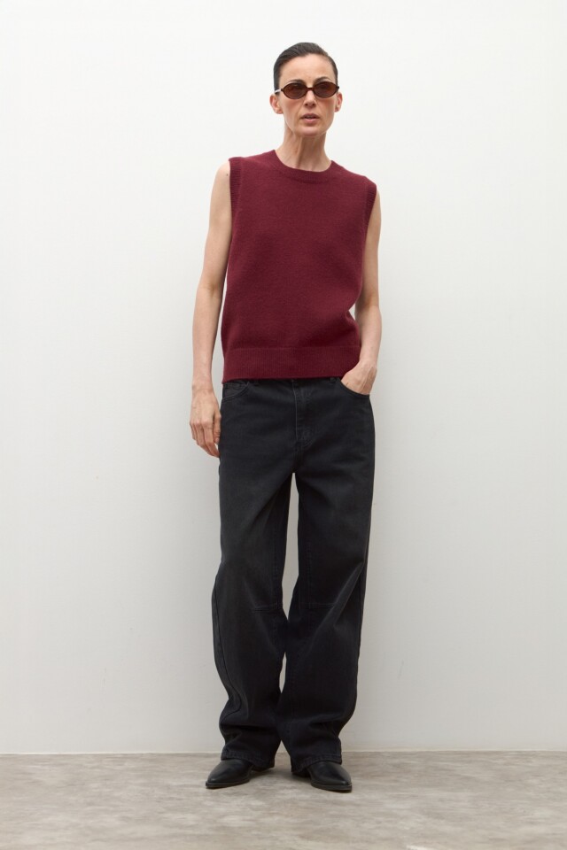 Chaleco tejido bordo