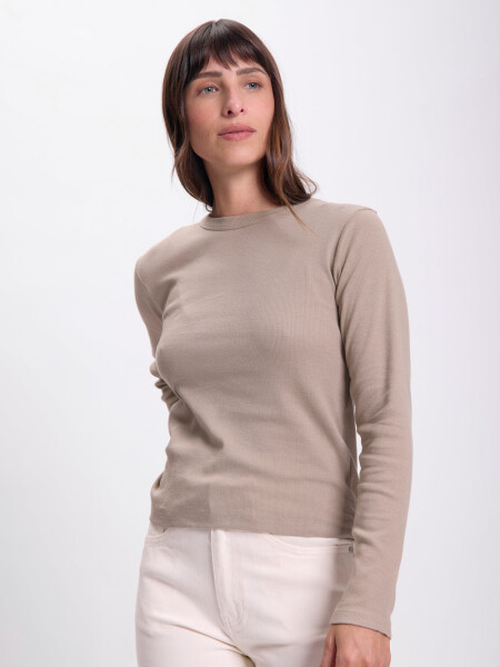 Remera rib Tostado