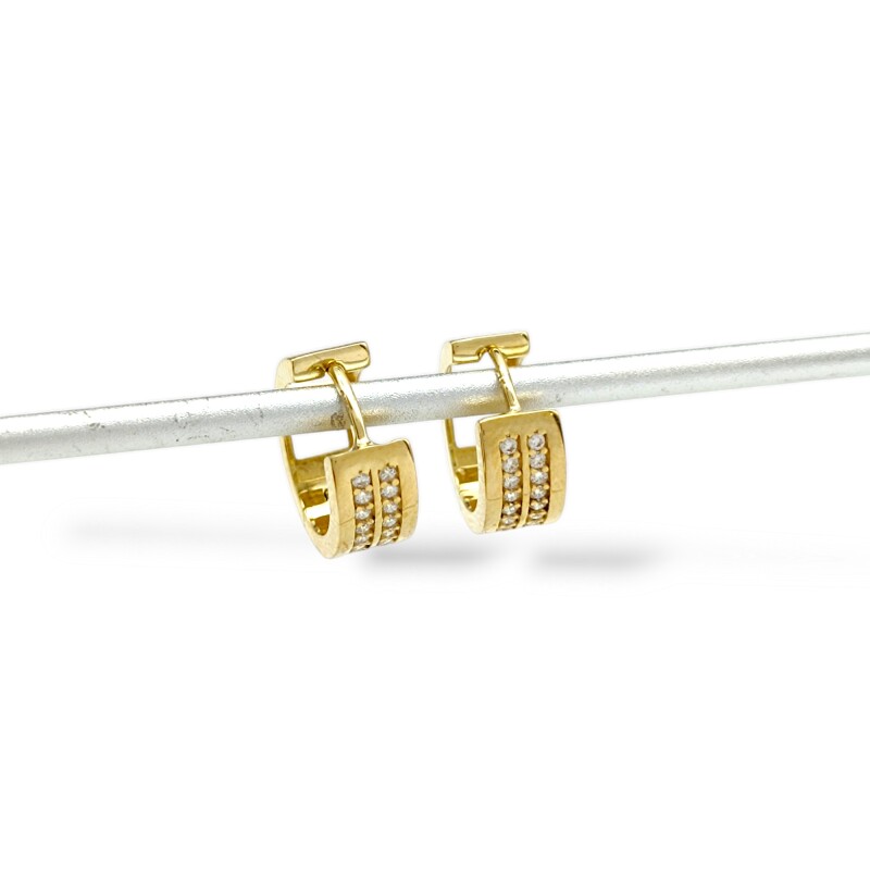 Caravanas Aros de oro Doble Brillo de oro- Oro bajo - Zirconia - CA8098 conpiedra