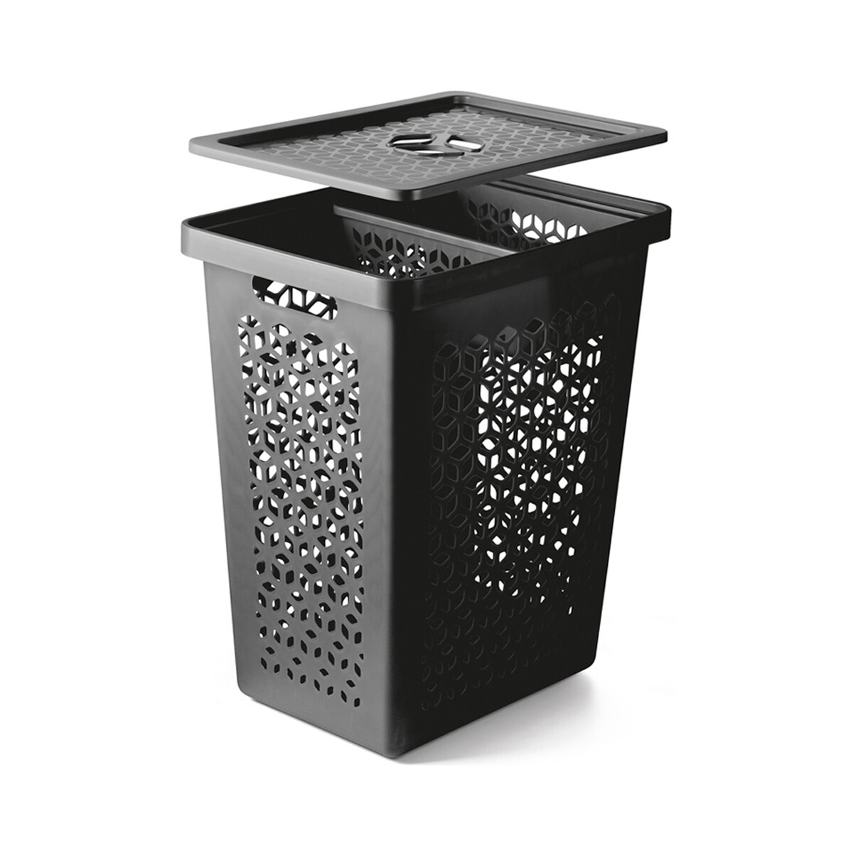 Cesto organizador ropa con compartimiento interno 55L - NEGRO 