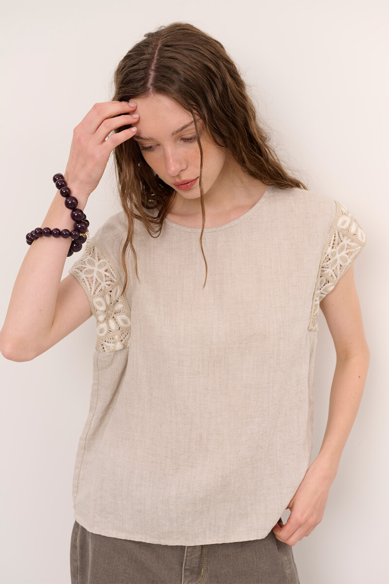 BLUSA LINO CROCHET BEIGE