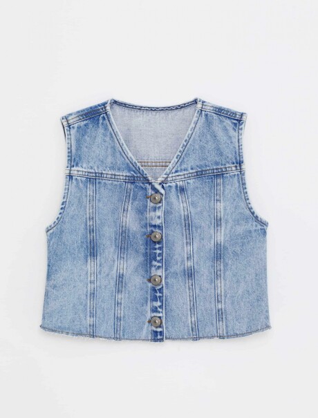 CHALECO DE JEANS INFANTIL AZUL