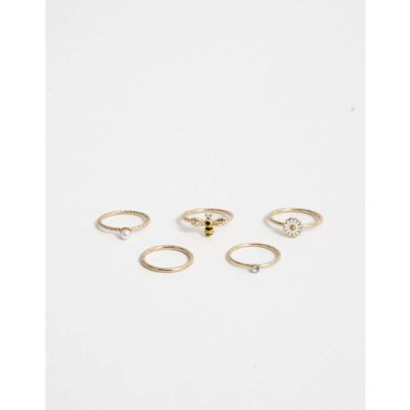 Sets Anillos Strass Crystal Dorado