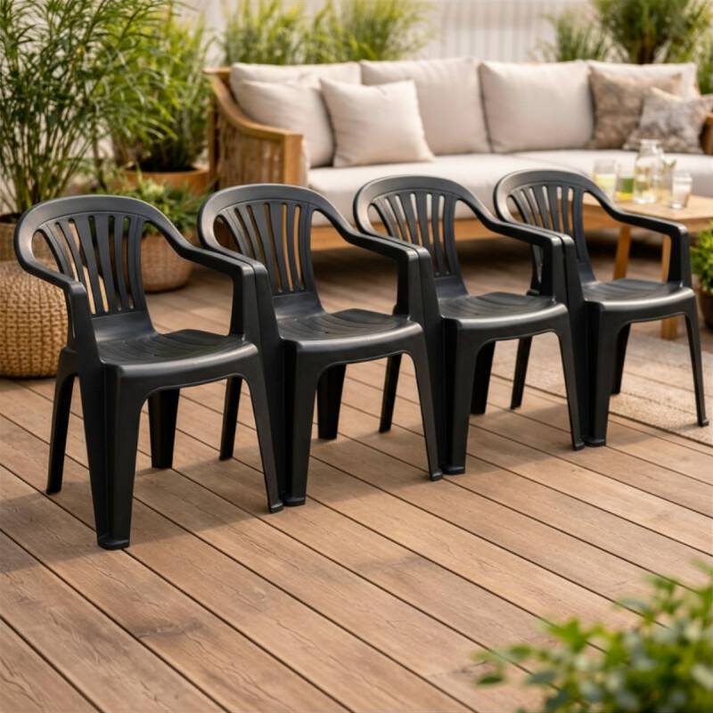 Set x4 Sillas Bela Vista con apoya brazos NEGRO
