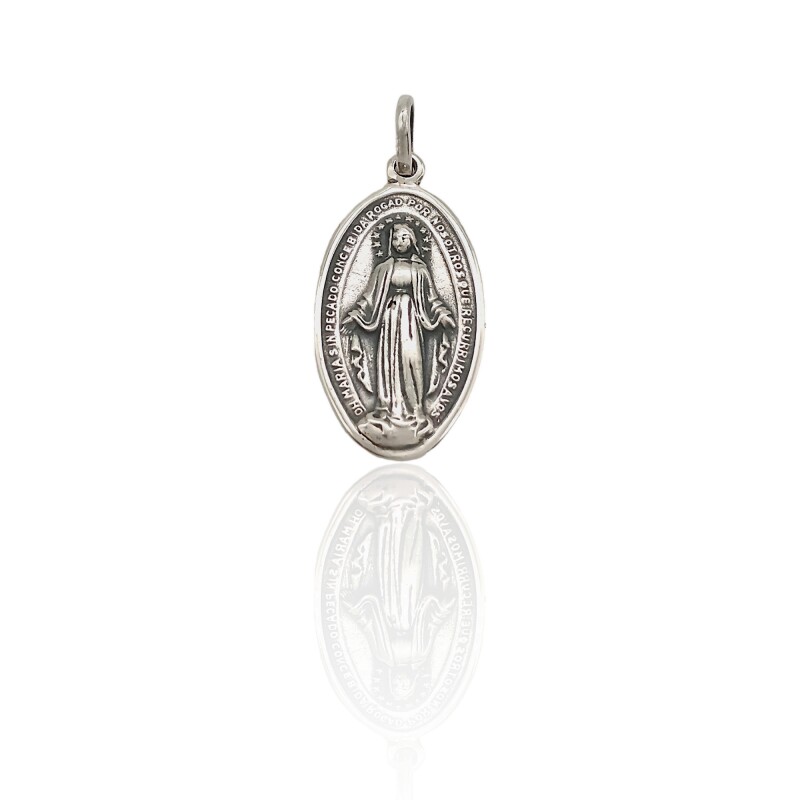 Dije Colgante Virgen Milagrosa-Plata 925 quemada-Sin piedra-CP3039 - Adulto - Conpiedra