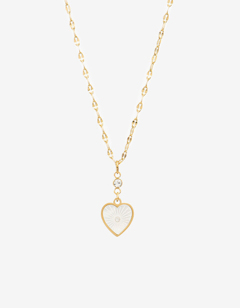 Cadena Corta con Dije Piedra Cadena Acero Con Dije Nácar - Dorado