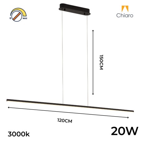 Colgante Led lineal negro 20W Dimerizable Colgante Led lineal negro 20W Dimerizable