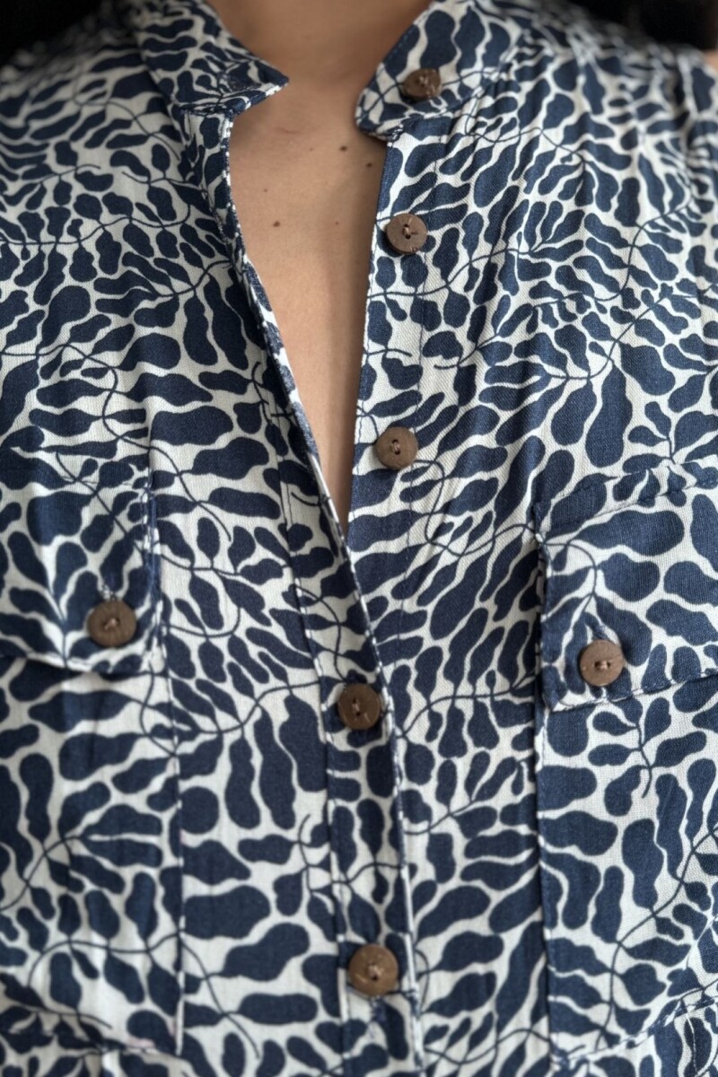 Camisa Gla Azul con blanco