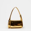 Cartera al hombro Leaf en efecto cuero charol Metalizado