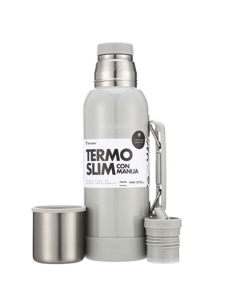 Termo Slim 750mL. con Base Silicona Oliva Metalizado