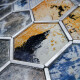 MOSAICO VIDRIO HEXAGONAL MARMOLADO COLOR VERDE BORDE GAMAS DE VERDE
