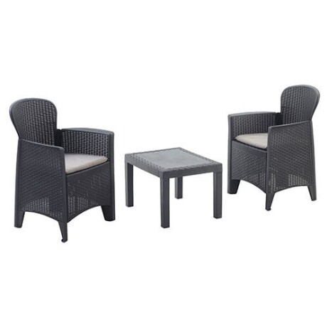 Set Jardín Akita 3 Piezas Resina Línea Rattan Set Jardín Akita 3 Piezas Resina Línea Rattan