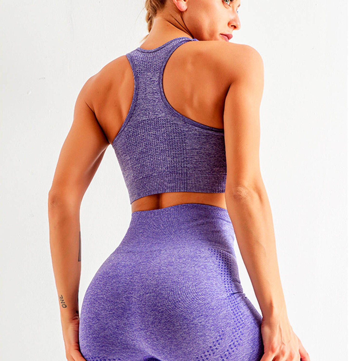 Conjunto Deportivo Dama X3 Piezas Calza Top Yoga Gym Violeta