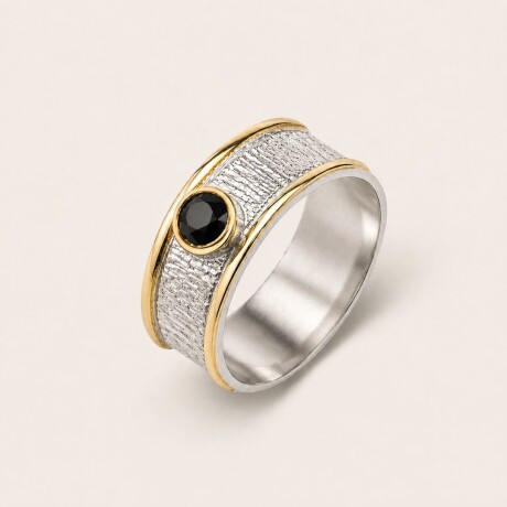 Anillo Positano Black - Plata y Oro Anillo Positano Black - Plata y Oro