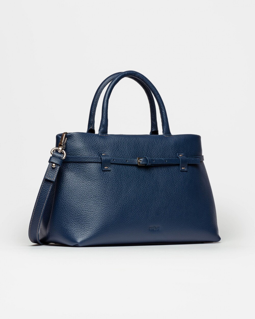 Cartera de mano Bay en cuero graneado Marine Blue