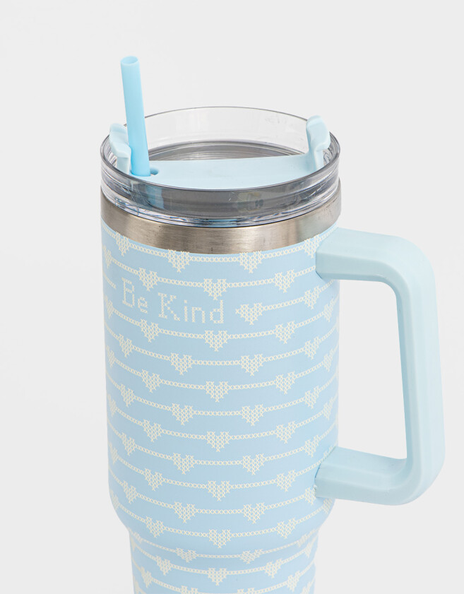 Accesorios Cocina Estampados Vaso Térmico "be Kind" - Azul Celeste