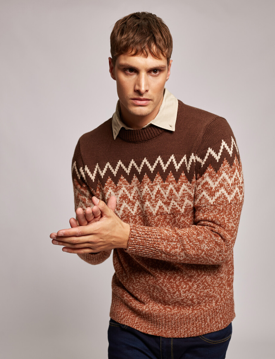 Sweater Jacquard marron