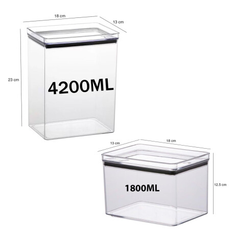 Kit Lumini X5 Frasco Potes Hermético Rectangulares Apilables Transparente