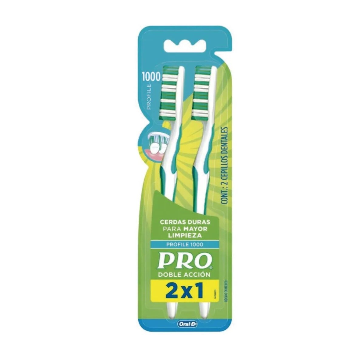 CEPILLO DENTAL PRO DOBLE ACCION DURO 2 X 1 