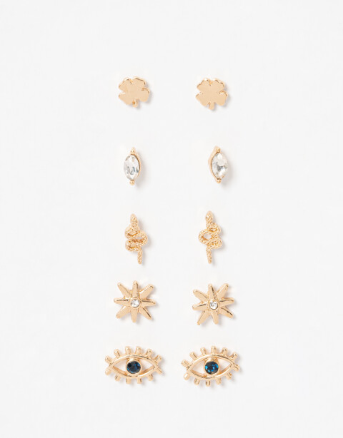 Aros Sets Metal Set De 5 Aros Pasantes Místicos - Dorado