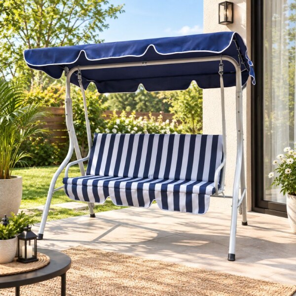 HAMACA DE JARDIN - AZUL CON BLANCO HAMACA DE JARDIN - AZUL CON BLANCO